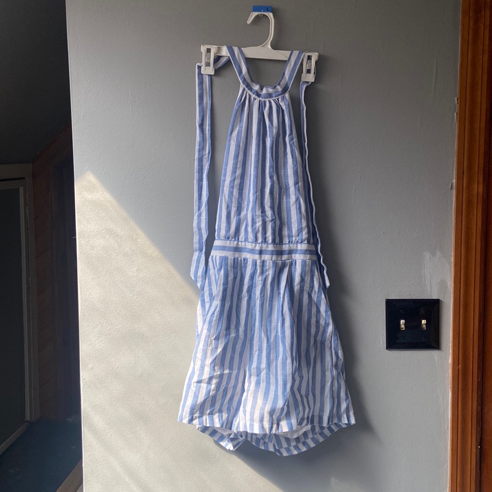 Blue and white stripped dress